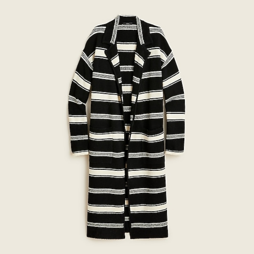 NWT J Crew Black and White Maxi Cardigan Duster Sz L/XL